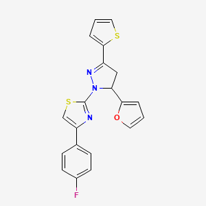 molecular formula C20H14FN3OS2 B14962495 4-(4-fluorophenyl)-2-[5-(furan-2-yl)-3-(thiophen-2-yl)-4,5-dihydro-1H-pyrazol-1-yl]-1,3-thiazole 