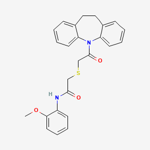 molecular formula C25H24N2O3S B14962504 2-{[2-(10,11-dihydro-5H-dibenzo[b,f]azepin-5-yl)-2-oxoethyl]sulfanyl}-N-(2-methoxyphenyl)acetamide 