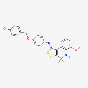 4-[(4-chlorobenzyl)oxy]-N-[(1Z)-6-methoxy-4,4-dimethyl-4,5-dihydro-1H-[1,2]dithiolo[3,4-c]quinolin-1-ylidene]aniline