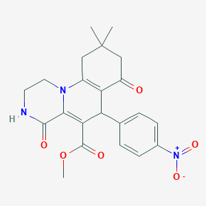 molecular formula C22H23N3O6 B14962684 methyl 9,9-dimethyl-6-(4-nitrophenyl)-4,7-dioxo-2,3,4,6,7,8,9,10-octahydro-1H-pyrazino[1,2-a]quinoline-5-carboxylate 