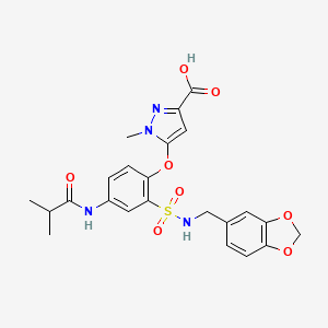 5-(2-(N-(Benzo[d][1,3]dioxol-5-ylmethyl)sulfamoyl)-4-isobutyramidophenoxy)-1-methyl-1H-pyrazole-3-carboxylic acid