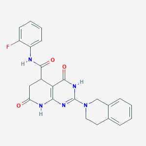 molecular formula C23H20FN5O3 B14962876 2-(3,4-dihydroisoquinolin-2(1H)-yl)-N-(2-fluorophenyl)-4,7-dioxo-3,4,5,6,7,8-hexahydropyrido[2,3-d]pyrimidine-5-carboxamide 