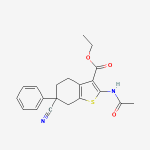 molecular formula C20H20N2O3S B14962923 Ethyl 2-(acetylamino)-6-cyano-6-phenyl-4,5,6,7-tetrahydro-1-benzothiophene-3-carboxylate 