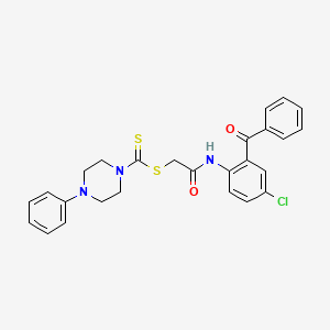 2-{[4-Chloro-2-(phenylcarbonyl)phenyl]amino}-2-oxoethyl 4-phenylpiperazine-1-carbodithioate