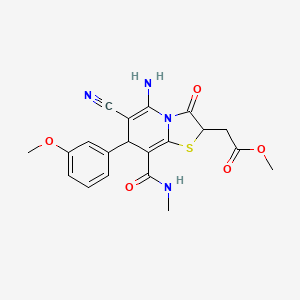 molecular formula C20H20N4O5S B14963033 methyl [5-amino-6-cyano-7-(3-methoxyphenyl)-8-(methylcarbamoyl)-3-oxo-2,3-dihydro-7H-[1,3]thiazolo[3,2-a]pyridin-2-yl]acetate 