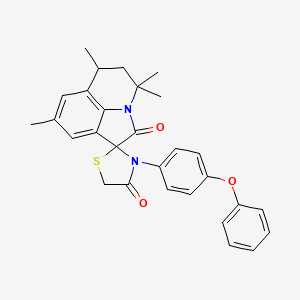 4,4,6,8-tetramethyl-3'-(4-phenoxyphenyl)-5,6-dihydro-4H,4'H-spiro[pyrrolo[3,2,1-ij]quinoline-1,2'-[1,3]thiazolidine]-2,4'-dione