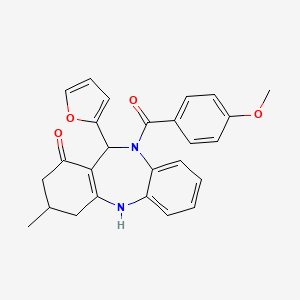 molecular formula C26H24N2O4 B14963101 11-(furan-2-yl)-10-[(4-methoxyphenyl)carbonyl]-3-methyl-2,3,4,5,10,11-hexahydro-1H-dibenzo[b,e][1,4]diazepin-1-one 