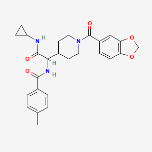 molecular formula C26H29N3O5 B14963142 2-[1-(2H-1,3-Benzodioxole-5-carbonyl)piperidin-4-YL]-N-cyclopropyl-2-[(4-methylphenyl)formamido]acetamide 