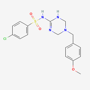 4-chloro-N-[5-(4-methoxybenzyl)-1,4,5,6-tetrahydro-1,3,5-triazin-2-yl]benzenesulfonamide