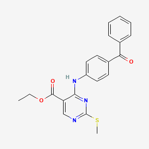 molecular formula C21H19N3O3S B14963218 Ethyl 4-[(4-benzoylphenyl)amino]-2-(methylsulfanyl)pyrimidine-5-carboxylate 