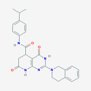 2-(3,4-dihydroisoquinolin-2(1H)-yl)-4-hydroxy-7-oxo-N-[4-(propan-2-yl)phenyl]-5,6,7,8-tetrahydropyrido[2,3-d]pyrimidine-5-carboxamide