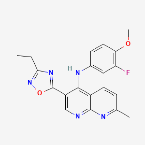 molecular formula C20H18FN5O2 B14963283 3-(3-ethyl-1,2,4-oxadiazol-5-yl)-N-(3-fluoro-4-methoxyphenyl)-7-methyl-1,8-naphthyridin-4-amine 