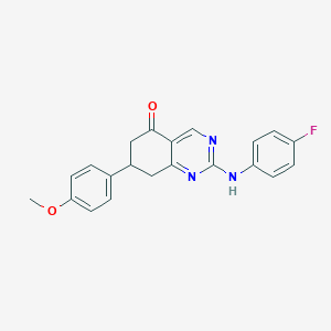 molecular formula C21H18FN3O2 B14963291 2-[(4-fluorophenyl)amino]-7-(4-methoxyphenyl)-7,8-dihydroquinazolin-5(6H)-one 