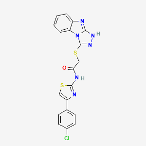 molecular formula C19H13ClN6OS2 B14963352 N-[4-(4-chlorophenyl)-1,3-thiazol-2-yl]-2-(9H-[1,2,4]triazolo[4,3-a]benzimidazol-3-ylsulfanyl)acetamide 