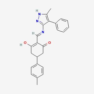 molecular formula C24H23N3O2 B14963384 5-(4-methylphenyl)-2-{[(3-methyl-4-phenyl-1H-pyrazol-5-yl)amino]methylidene}cyclohexane-1,3-dione 