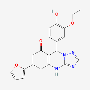 molecular formula C21H20N4O4 B14963389 9-(3-ethoxy-4-hydroxyphenyl)-6-(furan-2-yl)-5,6,7,9-tetrahydro[1,2,4]triazolo[5,1-b]quinazolin-8(4H)-one 