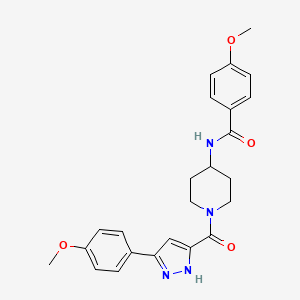 4-Methoxy-N-{1-[3-(4-methoxyphenyl)-1H-pyrazole-5-carbonyl]piperidin-4-YL}benzamide