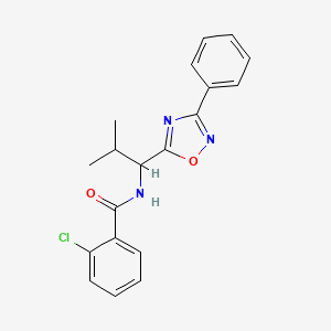 2-chloro-N-[2-methyl-1-(3-phenyl-1,2,4-oxadiazol-5-yl)propyl]benzamide