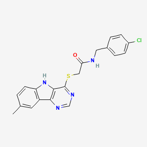 molecular formula C20H17ClN4OS B14963729 N-(4-chlorobenzyl)-2-[(8-methyl-5H-pyrimido[5,4-b]indol-4-yl)sulfanyl]acetamide 