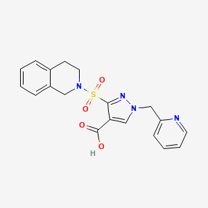 molecular formula C19H18N4O4S B14963760 3-((3,4-dihydroisoquinolin-2(1H)-yl)sulfonyl)-1-(pyridin-2-ylmethyl)-1H-pyrazole-4-carboxylic acid 