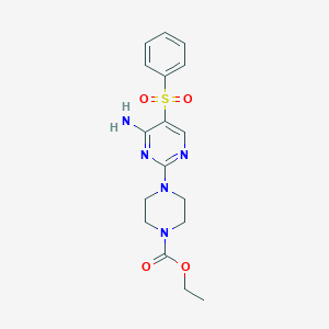 Ethyl 4-[4-amino-5-(phenylsulfonyl)pyrimidin-2-yl]piperazine-1-carboxylate