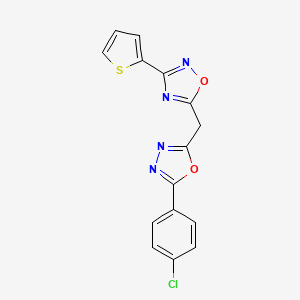 molecular formula C15H9ClN4O2S B14963924 5-{[5-(4-Chlorophenyl)-1,3,4-oxadiazol-2-yl]methyl}-3-(thiophen-2-yl)-1,2,4-oxadiazole 