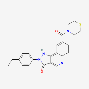 molecular formula C23H22N4O2S B14963981 2-(4-ethylphenyl)-8-(thiomorpholine-4-carbonyl)-2H,3H,5H-pyrazolo[4,3-c]quinolin-3-one 