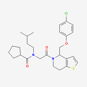 N-(2-(4-((4-Chlorophenoxy)methyl)-6,7-dihydrothieno[3,2-c]pyridin-5(4H)-yl)-2-oxoethyl)-N-isopentylcyclopentanecarboxamide