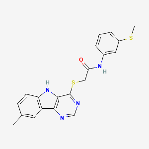 molecular formula C20H18N4OS2 B14964023 2-({8-Methyl-5H-pyrimido[5,4-B]indol-4-YL}sulfanyl)-N-[3-(methylsulfanyl)phenyl]acetamide 