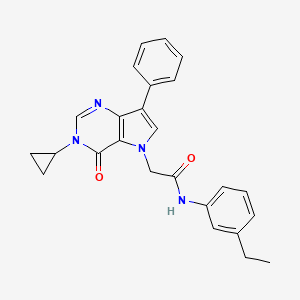 molecular formula C25H24N4O2 B14964169 2-(3-cyclopropyl-4-oxo-7-phenyl-3,4-dihydro-5H-pyrrolo[3,2-d]pyrimidin-5-yl)-N-(3-ethylphenyl)acetamide 