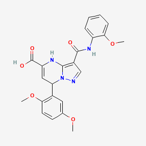 molecular formula C23H22N4O6 B14964172 7-(2,5-Dimethoxyphenyl)-3-[(2-methoxyphenyl)carbamoyl]-4,7-dihydropyrazolo[1,5-a]pyrimidine-5-carboxylic acid 