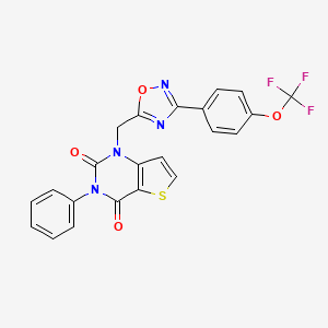 molecular formula C22H13F3N4O4S B14964185 3-phenyl-1-((3-(4-(trifluoromethoxy)phenyl)-1,2,4-oxadiazol-5-yl)methyl)thieno[3,2-d]pyrimidine-2,4(1H,3H)-dione 