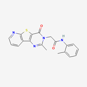 2-(4-methyl-6-oxo-8-thia-3,5,10-triazatricyclo[7.4.0.02,7]trideca-1(9),2(7),3,10,12-pentaen-5-yl)-N-(2-methylphenyl)acetamide