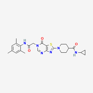 N-cyclopropyl-1-(7-oxo-6-{2-oxo-2-[(2,4,6-trimethylphenyl)amino]ethyl}-6,7-dihydro[1,3]thiazolo[4,5-d]pyrimidin-2-yl)piperidine-4-carboxamide