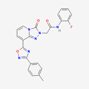 molecular formula C23H17FN6O3 B14964246 N-(2-fluorophenyl)-2-{8-[3-(4-methylphenyl)-1,2,4-oxadiazol-5-yl]-3-oxo[1,2,4]triazolo[4,3-a]pyridin-2(3H)-yl}acetamide 