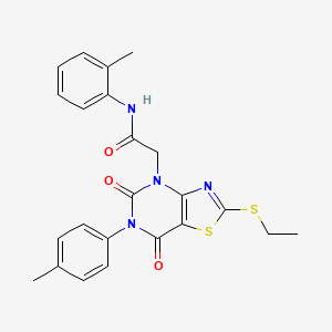 2-(2-(ethylthio)-5,7-dioxo-6-(p-tolyl)-6,7-dihydrothiazolo[4,5-d]pyrimidin-4(5H)-yl)-N-(o-tolyl)acetamide