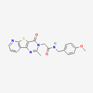 molecular formula C20H18N4O3S B14964288 N-[(4-methoxyphenyl)methyl]-2-(4-methyl-6-oxo-8-thia-3,5,10-triazatricyclo[7.4.0.02,7]trideca-1(9),2(7),3,10,12-pentaen-5-yl)acetamide 