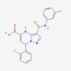 molecular formula C21H17FN4O3 B14964320 7-(2-Fluorophenyl)-3-[(3-methylphenyl)carbamoyl]-4,7-dihydropyrazolo[1,5-a]pyrimidine-5-carboxylic acid 