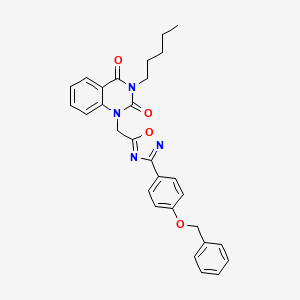 molecular formula C29H28N4O4 B14964352 1-((3-(4-(benzyloxy)phenyl)-1,2,4-oxadiazol-5-yl)methyl)-3-pentylquinazoline-2,4(1H,3H)-dione 