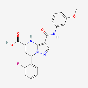 7-(2-Fluorophenyl)-3-[(3-methoxyphenyl)carbamoyl]-4,7-dihydropyrazolo[1,5-a]pyrimidine-5-carboxylic acid