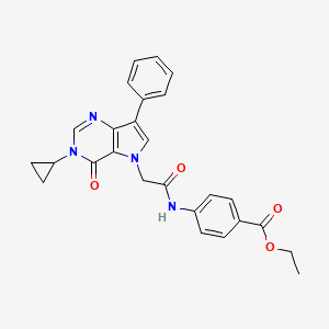 ethyl 4-{[(3-cyclopropyl-4-oxo-7-phenyl-3,4-dihydro-5H-pyrrolo[3,2-d]pyrimidin-5-yl)acetyl]amino}benzoate