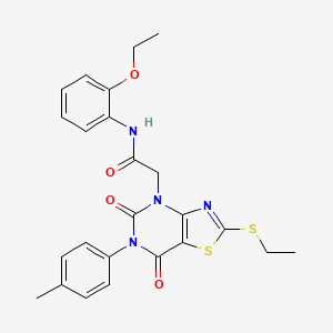 N-(2-ethoxyphenyl)-2-(2-(ethylthio)-5,7-dioxo-6-(p-tolyl)-6,7-dihydrothiazolo[4,5-d]pyrimidin-4(5H)-yl)acetamide