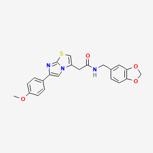 molecular formula C22H19N3O4S B14964486 N-(benzo[d][1,3]dioxol-5-ylmethyl)-2-(6-(4-methoxyphenyl)imidazo[2,1-b]thiazol-3-yl)acetamide 