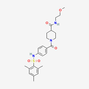 molecular formula C25H33N3O5S B14964500 N-(2-Methoxyethyl)-1-[4-(2,4,6-trimethylbenzenesulfonamido)benzoyl]piperidine-4-carboxamide CAS No. 1021268-22-3