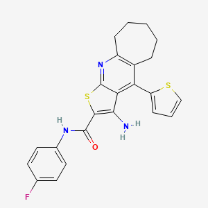 3-Amino-N-(4-fluorophenyl)-4-(2-thienyl)-6,7,8,9-tetrahydro-5H-cyclohepta[B]thieno[3,2-E]pyridine-2-carboxamide