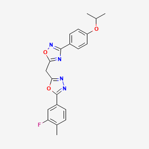 molecular formula C21H19FN4O3 B14964572 5-{[5-(3-Fluoro-4-methylphenyl)-1,3,4-oxadiazol-2-yl]methyl}-3-[4-(propan-2-yloxy)phenyl]-1,2,4-oxadiazole 