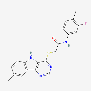 N-(3-Fluoro-4-methylphenyl)-2-((8-methyl-5H-pyrimido[5,4-b]indol-4-yl)thio)acetamide