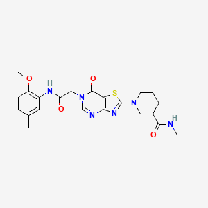 N-ethyl-1-(6-{2-[(2-methoxy-5-methylphenyl)amino]-2-oxoethyl}-7-oxo-6,7-dihydro[1,3]thiazolo[4,5-d]pyrimidin-2-yl)piperidine-3-carboxamide