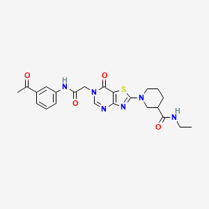 1-(6-{2-[(3-acetylphenyl)amino]-2-oxoethyl}-7-oxo-6,7-dihydro[1,3]thiazolo[4,5-d]pyrimidin-2-yl)-N-ethylpiperidine-3-carboxamide