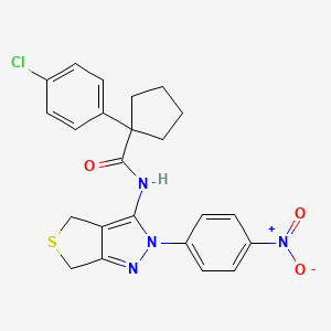 1-(4-chlorophenyl)-N-(2-(4-nitrophenyl)-4,6-dihydro-2H-thieno[3,4-c]pyrazol-3-yl)cyclopentanecarboxamide